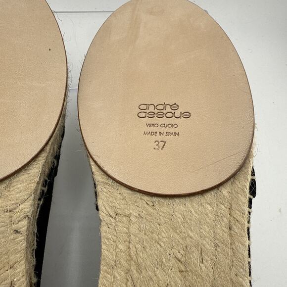 Andre Assous Women's size US/6.5 EU/37 Black Suede with Gold Grommets Espadrille - Picture 10 of 10